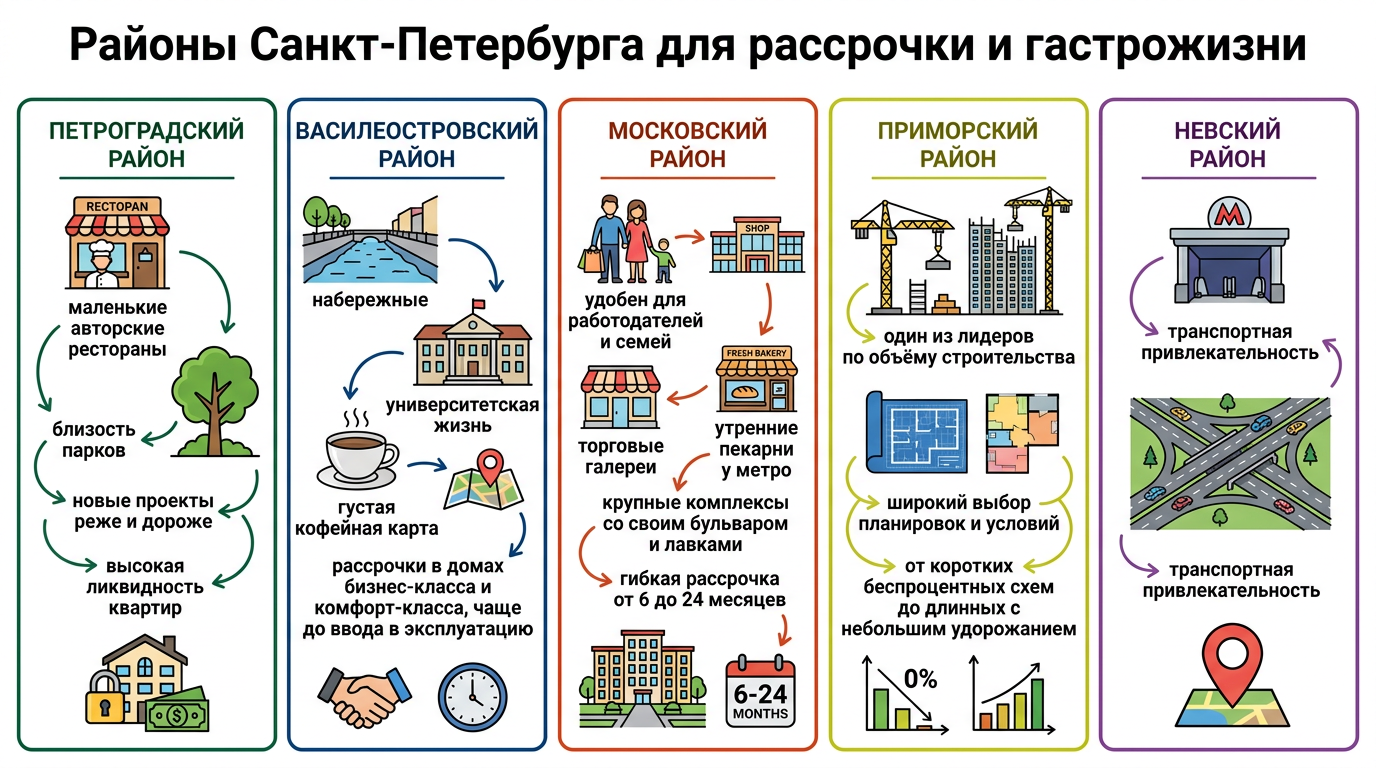 Районы Санкт-Петербурга для рассрочки и гастрожизни